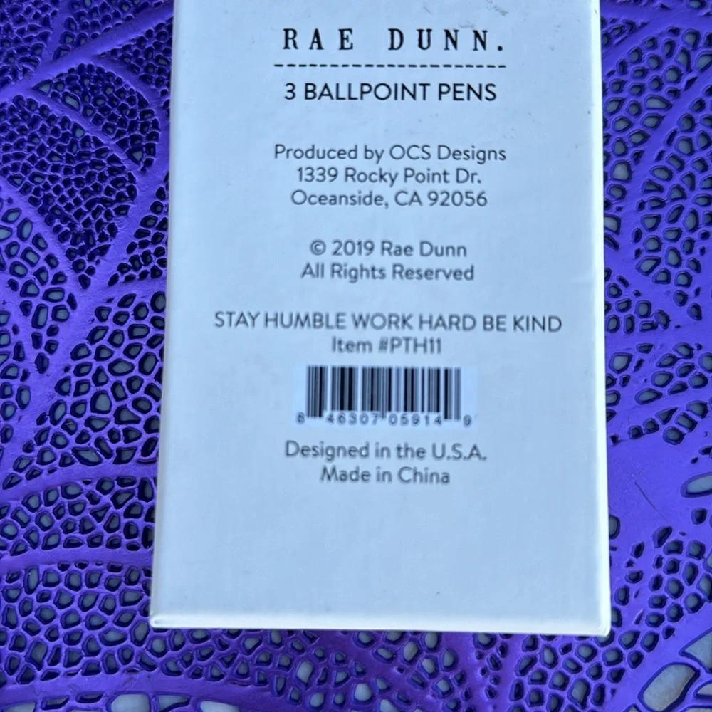 Rae Dunn 3 pens STAY HUMBLE, WORK HARD & BE KIND